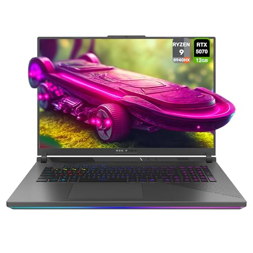 ASUS ROG Strix G18 Ordinateur portable de jeu, AMD Ryzen 9-8940HX, 16 Go de RAM DDR5, 2 To PCIe SSD, 18 2,5K (2560 x 1600) écran nébuleuse 240 Hz, Nvidia G-Force RTX 5070, clavier RVB 4 zones, W11