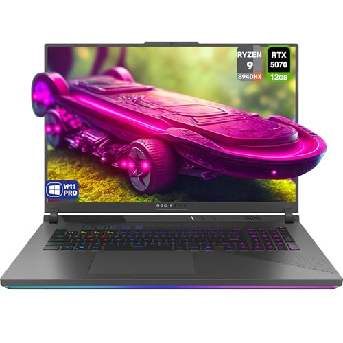 ASUS ROG Strix G18 Ordinateur portable de jeu, AMD Ryzen 9-8940HX, 64 Go de RAM DDR5, 2 To PCIe SSD, 18 2,5K (2560 x 1600) Nebula Display 240Hz, Nvidia G-Force RTX 5070, clavier RVB 4 zones, W11 Pro