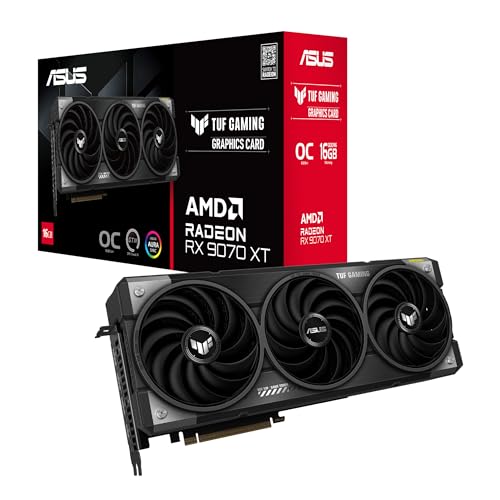 ASUS TUF Gaming Radeon RX 9070 XT OC Edition Carte Graphique de Jeu 16 Go GDDR6 (PCIe® 5.0, 16 Go GDDR6, HDMI DP 2.1, Fente 3.125, Composants de qualité Militaire, revêtement PCB de Protection,