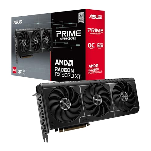 ASUS Prime Radeon™ RX 9070 XT OC Edition Carte Graphique (PCIe 5.0, HDMI DP 2.1, 2.5-Slot Design, Ventilateurs axial-Tech, Double roulement de Ventilateur à Billes, Double BIOS, GPU Guard)