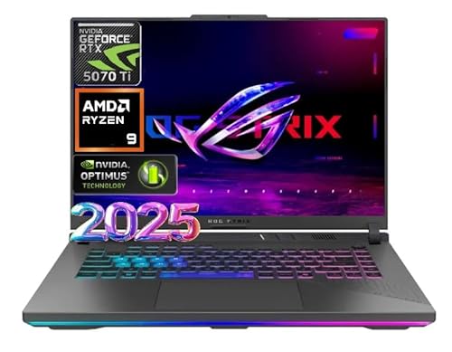 Asus Dernier ordinateur portable de jeu ROG Strix G16 2025, écran 16 po FHD 165 Hz, AMD Ryzen 9 8940HX, RTX 5070 Ti, 16 Go de RAM, 1 To SSD, Eclipse Grey