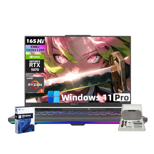 ASUS Ordinateur portable de jeu ROG Strix G16, AMD Ryzen 9 HX 8940HX (jusqu'à 5,3 GHz), NVIDIA GeForce RTX 5070 Ti, écran 16 165 Hz 300 nits, anti-reflet, WiFi 6E, KB rétroéclairé, Win11 Pro (64 Go
