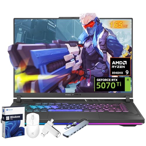 ASUS Ordinateur Portable de Jeu ROG Strix G16 2025, AMD Ryzen 9 8940HX, NVIDIA RTX 5070Ti 12 Go GDDR7, écran 16 FHD WUXGA 165 Hz 3 ms, Dolby Atmos, Hires Audio, 64 Go DDR5, 4 to SSD, Win 11 Pro