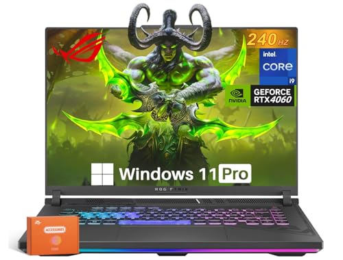 ASUS Ordinateur portable de jeu ROG Strix G16, NVIDIA RTX 4060, Intel i9-14900HX, ROG Nebula 16 10 QHD 240 Hz, WiFi 6E, BT 5.3, 32 Go DDR5, 2 To SSD, Windows 11 Pro, accessoires