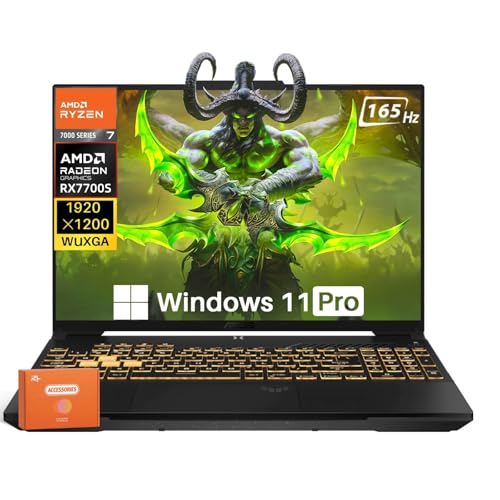 ASUS TUF A16 Ordinateur portable de jeu, Radeon RX 7700S 8 Go (Beats RTX 4060), AMD Ryzen 7 7735HS (jusqu'à 4,75 GHz, Beats i7-13620H), 16 FHD 165 Hz, 32 Go DDR5, 1 To SSD, Wi-Fi 6, Windows 11 Pro