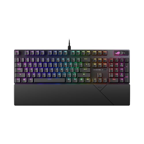 ASUS ROG Strix Scope II X Clavier de Jeu mécanique Filaire USB – 100 Pleine Taille, commutateurs linéaires pré-lubrifiés ROG NX Snow V2, Touches PBT, RVB, Support PC Mac, Noir