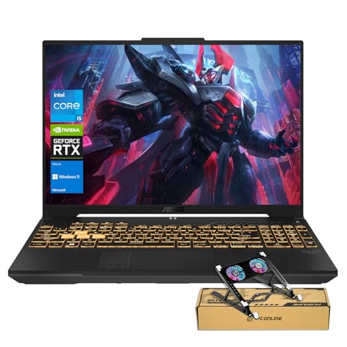 ASUS Ordinateur portable de jeu TUF F16 RTX 4050, 16 FHD 144 Hz, Intel Core 5 210H (Beats Intel i5-14500), NVIDIA RTX 4050, 64 Go de RAM DDR5, 1 To SSD, rétroéclairage RVB KB, ensemble avec
