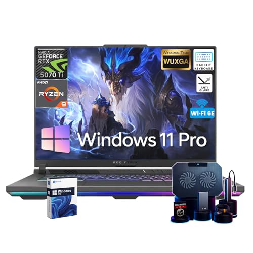 ASUS ROG Strix G16 Gaming Laptop | Dédié GeForce RTX 5070 Ti 12 Go GDDR7 | Écran 16 WUXGA 300 nits | AMD Ryzen 9 8940HX (16-Core) | Ko rétroéclairé | Win 11 Pro | w accessoires | 64 Go DDR5