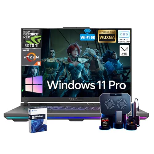 ASUS Ordinateur portable de jeu ROG Strix G16 • GeForce RTX 5070 Ti • Écran WUXGA 16 po 300 nit • AMD Ryzen 9 8940HX • Rétroéclairé KB • Annulation du bruit AI • Win 11 Pro