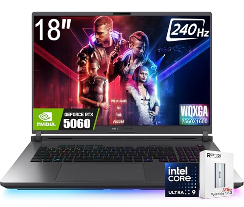 ASUS Ordinateur portable de jeu ROG Strix 18 2025, 18 ROG Nebula HDR 16 10 2,5K 240 Hz 3 ms, NVIDIA GeForce RTX 5060, Intel Core Ultra 9 275HX, 32 Go DDR5, SSD PCIe 1 To, Wi-Fi 7, Win 11 Home, avec