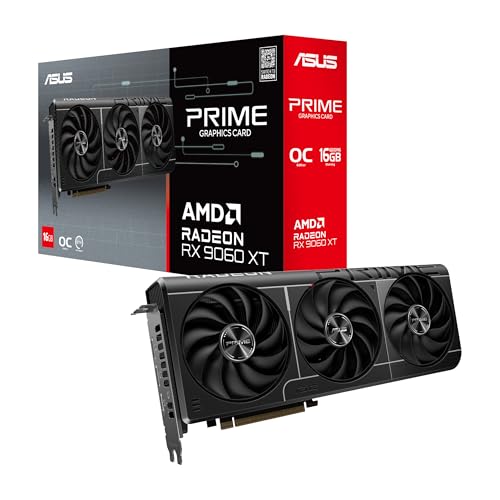 ASUS Prime Radeon™ RX 9060 XT Carte Graphique GDDR6 OC Edition 16 Go (PCIe 5.0, HDMI DP 2.1, 2.5-Slot Design, axial-Tech Fans, Dual BIOS, GPU Guard)