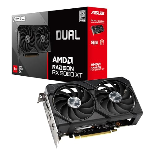 ASUS Dual Radeon™ RX 9060 XT Carte Graphique GDDR6 de 8 Go (PCIe 5.0, HDMI 2.1b, DisplayPort 2.1a, Design à 2,5 Fentes, Conception de Ventilateur de Technologie axiale, Technologie 0dB et Plus)