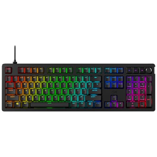 HyperX Alloy Rise - Clavier de jeu mécanique remplaçable à chaud, PC, capteur de lumière ambiante, montage Gasket Mounted, Commutateurs linéaires