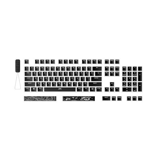 HyperX Pudding Keycaps Lot de 2 Touches PBT 112 Touches Noir, 7G8K1AA ABA