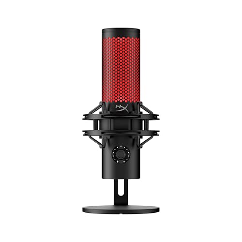 HyperX QuadCast 2, Microphone USB à condensateur pour Gaming Streaming Podcast, 4 directivités, Commandes intégrées, éclairage LED, Support Anti Choc Amovible, PC Mac PS5 PS4, USB-C, Noir