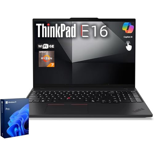 Lenovo ThinkPad E16 Gen 2 Ordinateur portable professionnel, écran tactile FHD antireflet, AMD Ryzen 7 7735U, 16 Go DDR5, 1 To SSD, Wi-Fi 6E, empreintes digitales, rétroéclairé, webcam, Windows 11