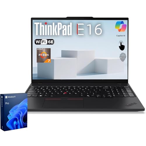 Lenovo ThinkPad E16 Gen 2, ordinateur portable professionnel à écran tactile FHD 16 , AMD Ryzen 7 7735U, 16 Go de RAM DDR5, SSD 512 Go, empreintes digitales, clavier rétroéclairé, webcam, Wi-Fi 6E