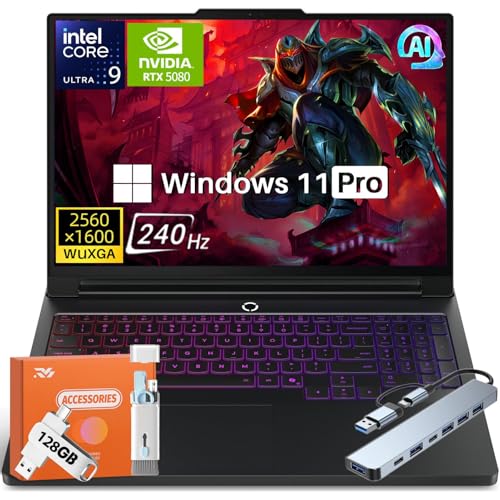 Lenovo Legion Pro 7i Gen 10 Ordinateur portable de jeu 2025, GeForce RTX 5080 16 Go GDDR7, Intel Ultra 9 275HX (jusqu'à 5,4 GHz), 16 WQXGA OLED 240 Hz 500 nits, 64 Go DDR5, SSD 2 To, Win11 Pro, avec