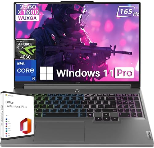 Lenovo Legion 5i Ordinateur portable de jeu, écran 16 WQXGA 165 Hz, Intel 24 cœurs i9-14900HX, 64 Go DDR5,4 To SSD, GeForce RTX 4060, KB rétroéclairé, WiFi 6E, Windows 11 Pro, avec licence Microsoft