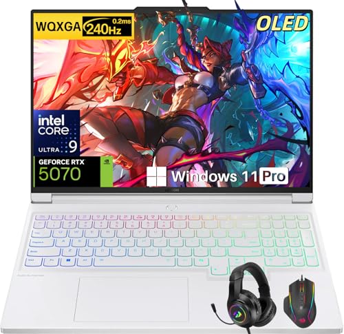 Lenovo Legion 7i Ordinateur Portable de Jeu, Intel Core Ultra 9 275HX, écran OLED 2,5k 16 240Hz, Carte Graphique NVIDIA GeForce RTX 5070, DDR5 32 Go, SSD 1 to, Wi-FI 7, Windows 11 Pro, kit Casque de