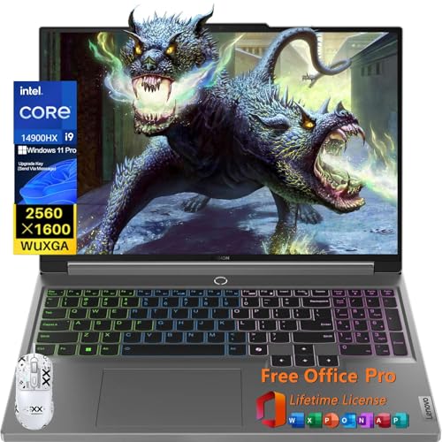 Lenovo Legion 5i Ordinateur portable de jeu, NVIDIA RTX 4060, Intel 24-Core i9-14900HX jusqu'à 5,8 GHz, WQXGA 165 Hz, 64 Go DDR5, 4 To SSD, Wi-Fi 6E, Windows 11 Pro, licence MS Office à vie, souris