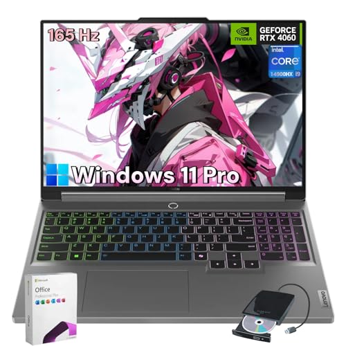 Lenovo Legion Pro 5i Ordinateur portable de jeu – Écran 16 WQXGA 165 Hz, Intel 24-Core i9-14900HX, NVIDIA GeForce RTX 4060 8 Go GDDR6, 64 Go DDR5, 2 To SSD, clavier rétroéclairé RVB, Windows 11 Pro