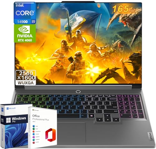 Lenovo Legion 5i Ordinateur portable de jeu 16 WQXGA 165 Hz 14e génération Intel 24-Core i9-14900HX, 64 Go DDR5, 2 To SSD, GeForce RTX 4060, clavier rétroéclairé 4 zones RVB, WiFi 6E, Win 11 Pro