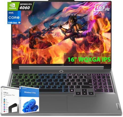 Lenovo Newest Legion 5i 16 Ordinateur portable de jeu, avec Lifetime Office 2021, WQXGA 165Hz, Intel i9-14900HX, 64 Go DDR5, SSD 1 To, GeForce RTX 4060 8 Go, Ko rétroéclairé, WiFi 6E, webcam