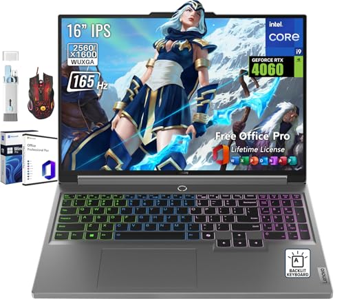 Lenovo Legion 5i Ordinateur portable de jeu, NVIDIA RTX 4060, Intel 24-Core i9-14900HX, écran 16 WQXGA 165 Hz 16 10 IPS, 64 Go DDR5, 4 To SSD, Wi-Fi 6E, Windows 11 Pro, licence Microsoft Office, avec