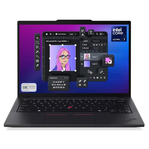 Lenovo ThinkPad T14 G5 Ordinateur portable professionnel, Intel Core Ultra 7 155U, RAM DDR5 16 Go, SSD 2 To, écran IPS WUXGA 14 , clavier allemand, W11 Pro, noir