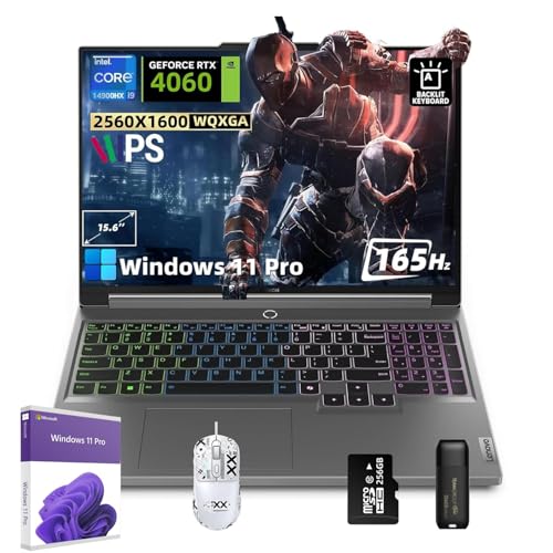 Lenovo Legion 5i Ordinateur Portable Gaming - 16 WQXGA 165Hz - Intel 24-Core i9-14900HX - GeForce RTX 4060 - Wi-Fi 6E - Clavier rétroéclairé RGB - Accessoires W Hoouwrd (32Go RAM, 2To SSD)