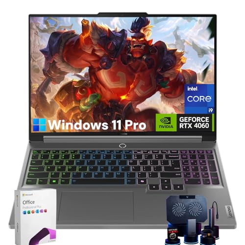 Lenovo Legion 5i Ordinateur portable de jeu, avec écran WQXGA 165 Hz, Intel 24-Core i9-14900HX, NVIDIA GeForce RTX 4060, 32 Go DDR5, SSD 2 To, clavier rétroéclairé RVB, WiFi 6E, Windows 11 Pro MS