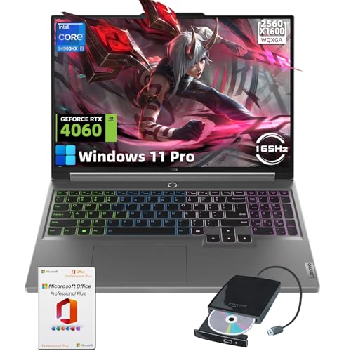 Lenovo Legion 5i Ordinateur portable de jeu – Écran 16 WQXGA 165 Hz, Intel i9-14900HX(24-Core), 64 Go DDR5, SSD 1 To, GeForce RTX 4060, KB rétroéclairé, WiFi 6E, Win 11 Pro MS Office Lifetime, avec