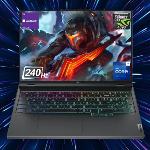 Lenovo Legion Pro Ordinateur portable de jeu i9 haute performance, 16 WQXGA 240 Hz, Intel Core i9-14900HX, NVIDIA GeForce RTX 4090, 64 Go de RAM DDR5, 4 To SSD, HDMI, RGB rétroéclairé KB, Webcam