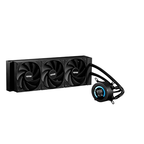 VEVOR Refroidisseur Eau pour Processeur AIO, Refroidisseur Liquide PC avec 3 Ventilateurs et Pompe PWN 120 mm, Écran LCD 2,1'', 2200 tr min, Compatible avec Intel 115X 1366 2011 1700 1200, AMD AM4 AM5