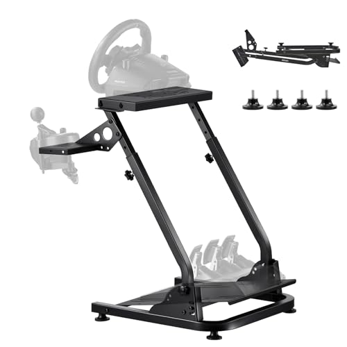 VEVOR Support de Volant Course Pliable Cockpit Simulateur Course Réglable, Compatible avec Logitech G29, G27, G920, G923, Thrustmaster T300RS T300GT T248 TS-PC TSXW, Pédales Simulateur Non Inclus