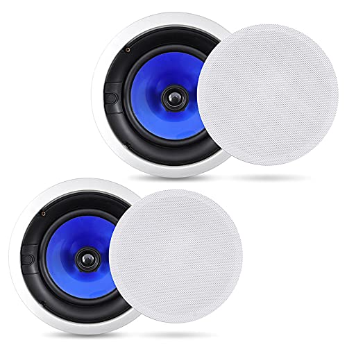 Pyle Enceinte Plafond Murale16,5 cm-Puissance de Crête de 250 W-Son Stéréo Hi-FI Double-Tweeter Pivotant à Dôme en Soie-Médium-Basse à Cône Poly- Enceinte Encastrable Plafond