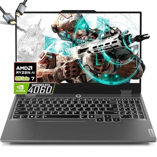 Lenovo LOQ 15.6 Ordinateur portable de jeu AMD Ryzen 7 8845HS Beat i9-13900H - RTX 4060-32 Go de RAM | SSD 1 To - Clavier rétroéclairé - Écran FHD 15,6 G-SYNC - Windows 11 - Computadora Gamer PC