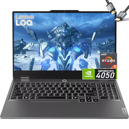 Lenovo LOQ 15 Ordinateur Portable Gaming RTX 4050 AMD Ryzen 5 7235HS 15.6 FHD IPS Display G-SYNC 32Go DDR5 RAM 1TB PCIe SSD Windows11 Clavier rétroéclairé USB C Montage vidéo PC Computadora Gamer PC
