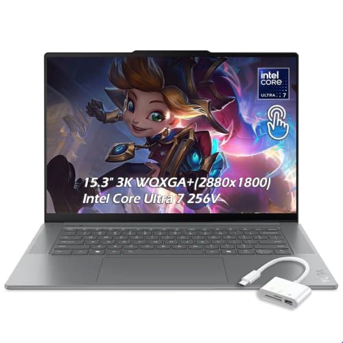 Lenovo Yoga Slim 7i Aura Edition Ordinateur portable à écran tactile 15,3 2,8 K WQXGA , Intel Core Ultra 7 256 V 8 cœurs, 16 Go de RAM LPDDR5X 1 To SSD, WiFi7, clavier rétroéclairé, Win11, gris luna