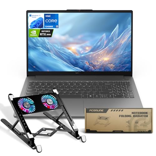 Lenovo LOQ Ordinateur portable de jeu alimenté par l'IA, 15,6 FHD 144 Hz, Intel i5-12450HX, NVIDIA GeForce RTX 2050, 16 Go de RAM DDR5, 512 Go SSD, pavé tactile, ensemble avec radiateur pliable PCO