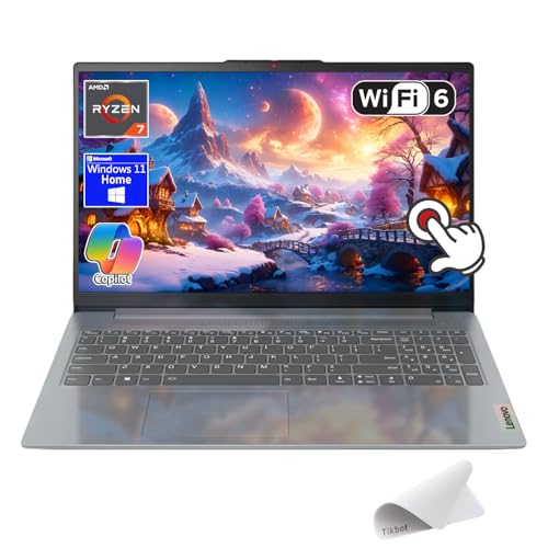Lenovo IdeaPad Slim 3 Ordinateur portable à écran tactile Full HD 15,6 Copilot AI PC, AMD Ryzen 7 5825U, Wi-Fi 6, Windows 11 Home, avec tapis de souris (16 Go de RAM | SSD PCIe 512 Go)
