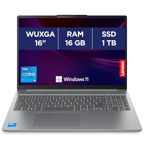 Lenovo IdeaPad Slim 5 16IRH10 - Ordinateur Portable 16'' WUXGA (Intel Core i5-13420H, RAM 16Go, SSD 1To, Intel UHD Graphics, Windows 11 Home) Clavier AZERTY Français - Gris