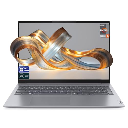 Lenovo ThinkBook 16 G7 ARP Ordinateur portable business, AMD Ryzen 5-7535HS, RAM DDR5 16 Go, SSD PCIe 1 To, écran WUXGA 16 , carte graphique AMD Radeon 660M, clavier allemand, Windows 11 Pro, gris