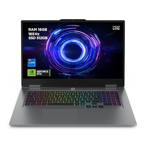 Lenovo LOQ Gaming AI Ordinateur Portable | 17.3 Full HD 165Hz | NVIDIA GeForce RTX 5070 | Intel Core i7-14700HX | 16Go RAM | 512Go SSD | Win11 | QWERTZ | Clavier RGB 24-Zone | Gris | 3 mois Game Pass