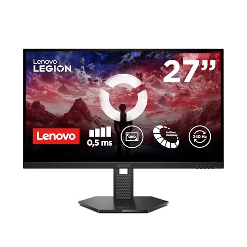 Lenovo Legion 27Q-10 - Écran Gaming de 27 QHD avec Eyesafe (IPS, 240Hz, 0.5ms, 2xHDMI DP, AMD FreeSync Premium) - Inclinable et réglable en Hauteur - Noir