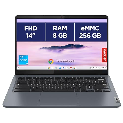 Lenovo Chromebook Plus IdeaPad Slim 3 14IAN8 avec Google AI - Ordinateur Portable 14'' FHD (Intel Core i3-N305, RAM 8 Go, eMMC 256Go, ChromeOS) - Clavier AZERTY FR - Gris