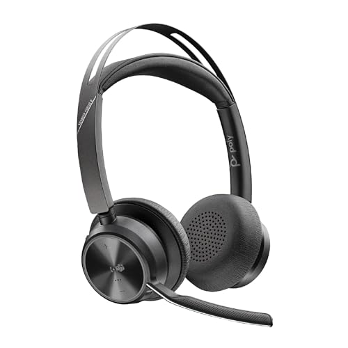 Poly Voyager Focus 2-M USB-C-C Headset USB-C A Adapter Customer Special 1- Connection Via Bluetooth - Noise Annulation Smart Sensor Technology Dynamic Mute Alert - Black