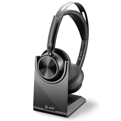 Poly Voyager Focus 2 USB-C-C Headset USB-C A Adapter Charging Stand Customer Special 1- Active Noise Canceling (ANC) - Connect PC Mac Mobile Via Bluetooth - Black