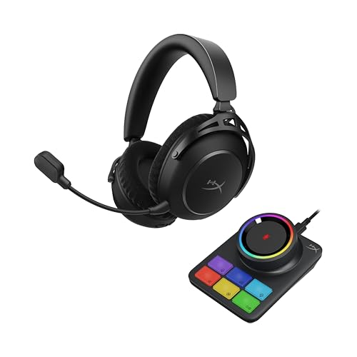 HyperX Cloud Alpha 2 Wireless, Casque Gaming sans Fil, Bluetooth 2,4 GHz simultanés, Station de Base RGB, 250h d'autonomie, Micro détachable, PC PS5 PS4 Switch Mobile, Noir